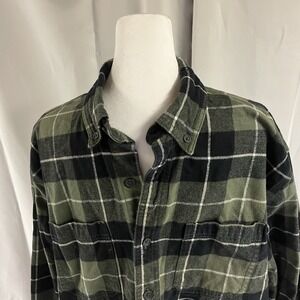 Ridgecut Toughwear Green And Black  Button Down Flannel‎ Shirt Men's Large
